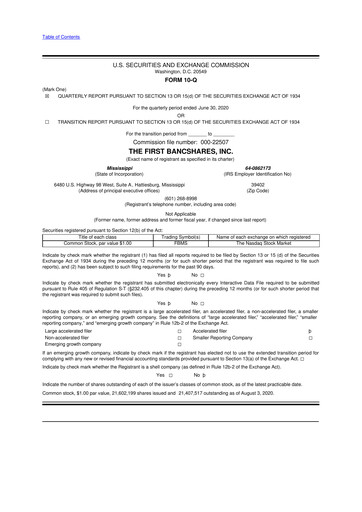 Miniature The First Bancshares 10-Q Rapport trimestriel 2020 