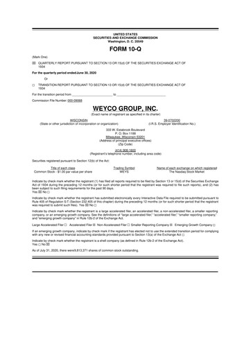 Thumbnail Weyco Group 10-Q Quarterly Report FY2020 