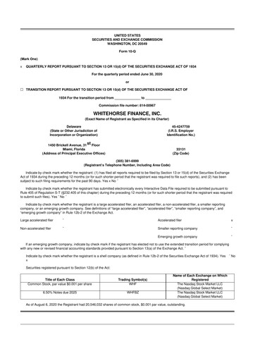 Thumbnail WhiteHorse Finance 10-Q Quarterly Report FY 