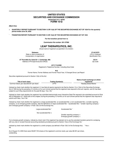 Thumbnail Leap Therapeutics
 10-Q Quarterly Report FY2020 Q2