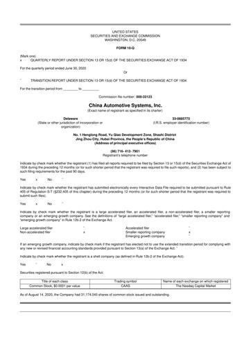 Thumbnail China Automotive Systems 10-Q Quarterly Report FY2020 