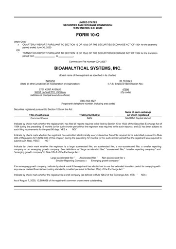 Miniature Inotiv 10-Q Rapport trimestriel 2020 
