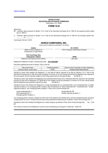 Thumbnail Hurco Companies 10-Q Quarterly Report FY2020 