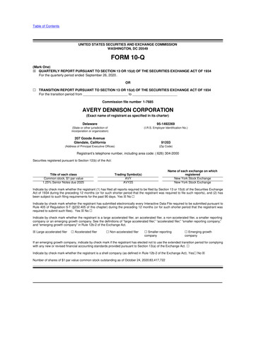 Thumbnail Avery Dennison
 10-Q Quarterly Report FY2020 