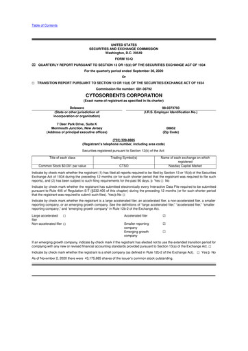 Miniature Cytosorbents 10-Q Rapport trimestriel  