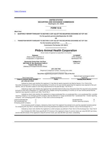 Thumbnail Phibro Animal Health
 10-Q Quarterly Report FY2021 