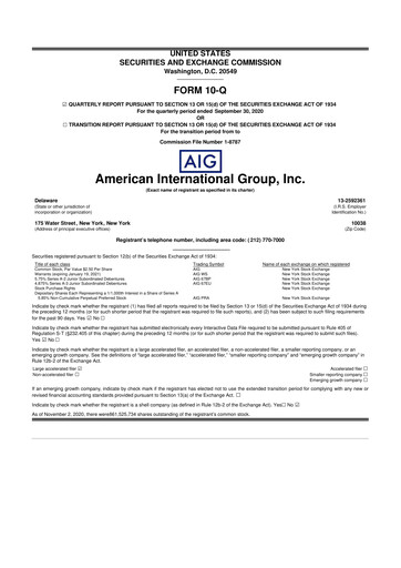 Thumbnail American International Group 10-Q Quarterly Report FY2020 