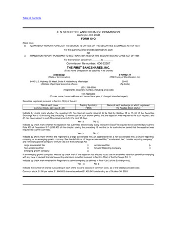 Miniature The First Bancshares 10-Q Rapport trimestriel 2020 