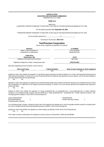 Miniature TechPrecision 10-Q Rapport trimestriel 2021 