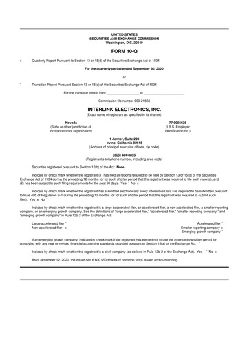 Thumbnail Interlink Electronics 10-Q Quarterly Report FY 
