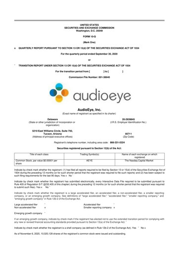 Thumbnail AudioEye 10-Q Quarterly Report FY2020 