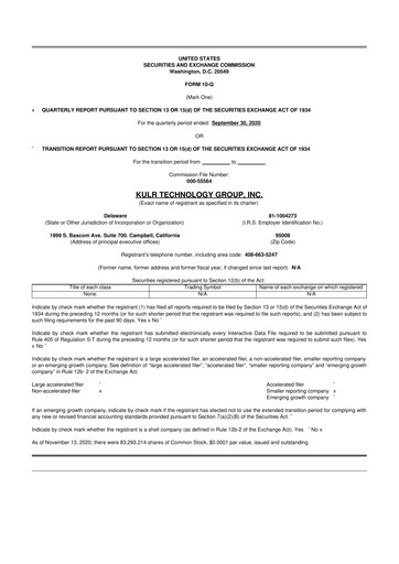 Miniature KULR Technology Group 10-Q Rapport trimestriel 2020 