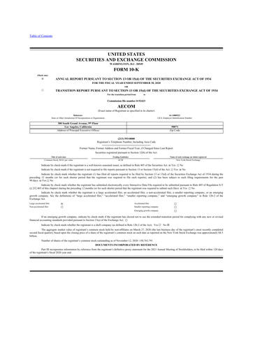 Thumbnail AECOM 10-K Annual Report 2020