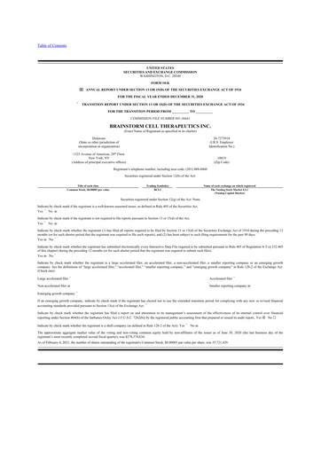 Vorschaubild BrainStorm Cell Therapeutics 10-K Jahresbericht 2020