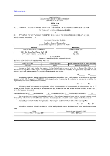 Vorschaubild Southern Missouri Bancorp 10-Q Quartalsbericht 2021 
