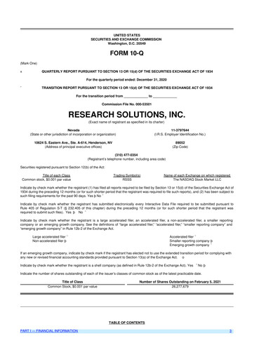 Thumbnail Research Solutions 10-Q Quarterly Report FY2021 