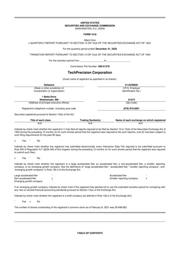 Miniature TechPrecision 10-Q Rapport trimestriel 2021 