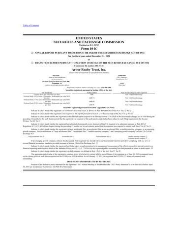 Thumbnail Arbor Realty Trust
 10-K Annual Report 2020