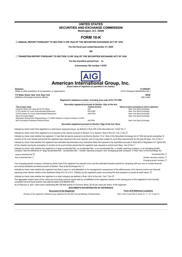 Thumbnail American International Group 10-K Annual Report 2020