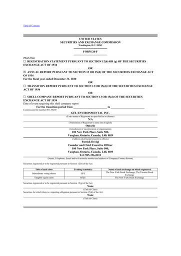 Vorschaubild GFL Environmental
 20-F Jahresbericht 2020