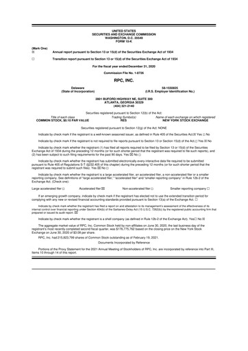 Thumbnail RPC, Inc. 10-K Annual Report 2020