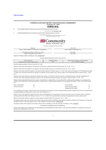 Thumbnail Community Financial System 10-K Annual Report 2020