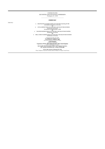 Miniature NatWest Group 20-F Rapport annuel 2020