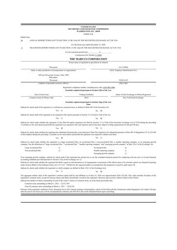 Vorschaubild Marcus Corporation
 10-K Jahresbericht 2020