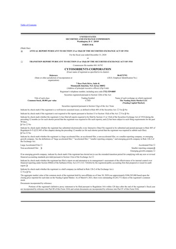 Vorschaubild Cytosorbents 10-K Jahresbericht 2020