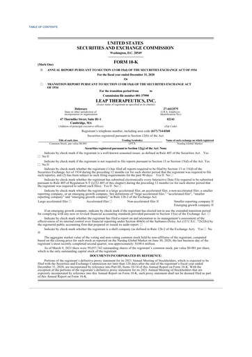 Thumbnail Leap Therapeutics
 10-K Annual Report 2020