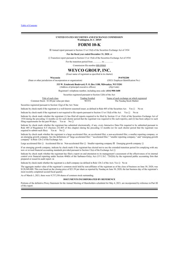 Vorschaubild Weyco Group 10-K Jahresbericht 2020