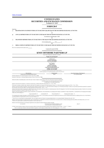 Thumbnail KNOT Offshore Partners 20-F Annual Report 2020