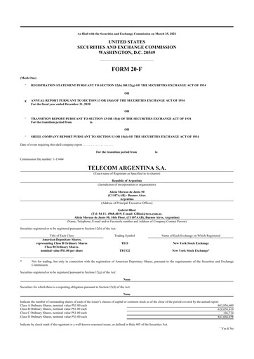 Thumbnail Telecom Argentina
 20-F Annual Report 2020