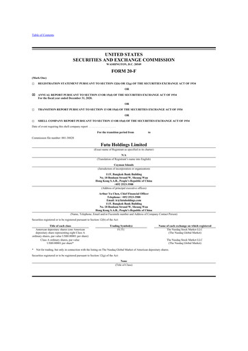 Thumbnail Futu Holdings 20-F Annual Report 2020