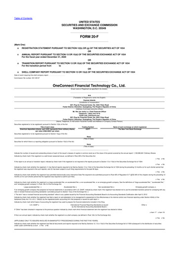 Thumbnail OneConnect Financial Technology 20-F Annual Report 2020