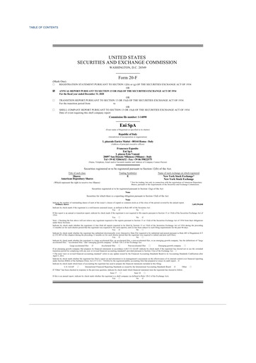 Thumbnail ENI 20-F Annual Report 2020