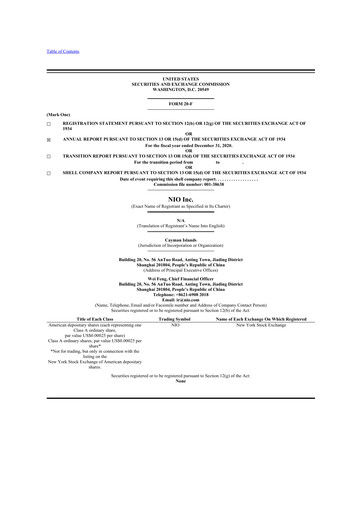 Thumbnail NIO 20-F Annual Report 2020