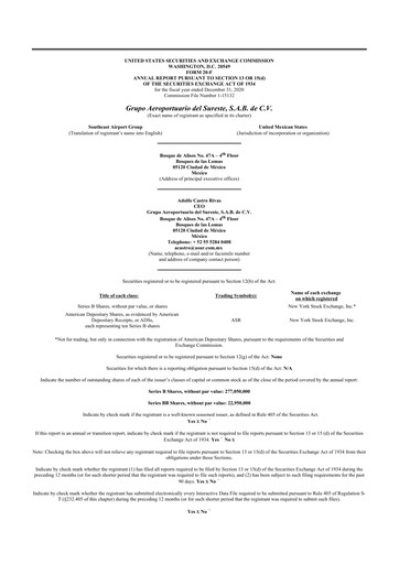 Thumbnail Grupo Aeroportuario del Sureste
(ASUR) 20-F Annual Report 2020