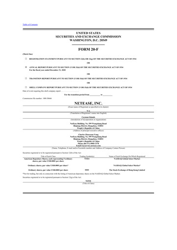 Vorschaubild NetEase 20-F Jahresbericht 2020