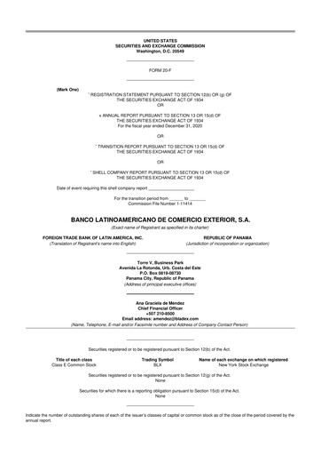 Thumbnail Bladex 20-F Annual Report 2020