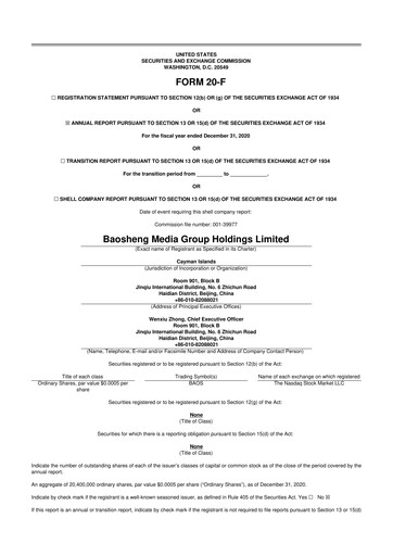 Thumbnail Baosheng Media Group 20-F Annual Report 2020