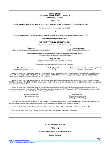 Thumbnail Celldex Therapeutics 10-Q Quarterly Report FY2021 