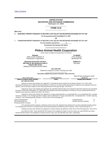 Thumbnail Phibro Animal Health
 10-Q Quarterly Report FY2021 