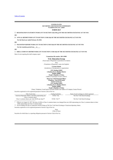 Thumbnail TAL Education Group 20-F Annual Report 2021