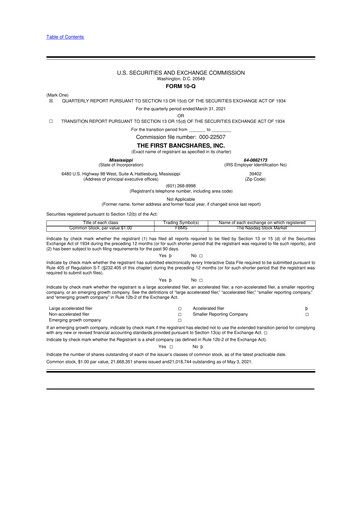 Miniature The First Bancshares 10-Q Rapport trimestriel 2021 