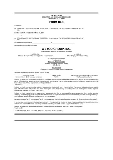 Thumbnail Weyco Group 10-Q Quarterly Report FY2021 