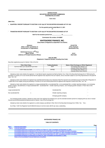 Thumbnail WhiteHorse Finance 10-Q Quarterly Report FY 