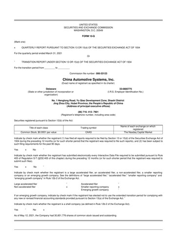 Thumbnail China Automotive Systems 10-Q Quarterly Report FY2021 