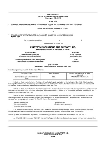 Miniature Innovative Solutions and Support 10-Q Rapport trimestriel 2021 