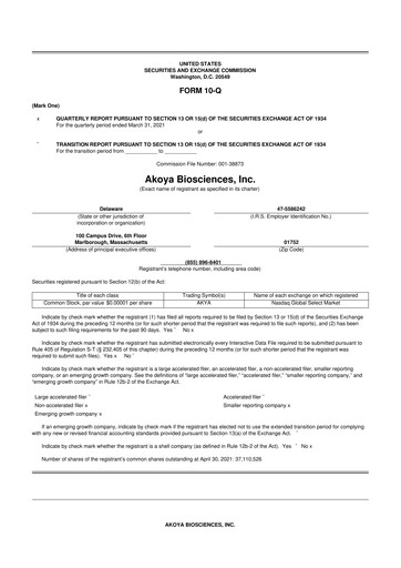 Vorschaubild Akoya Biosciences 10-Q Quartalsbericht  